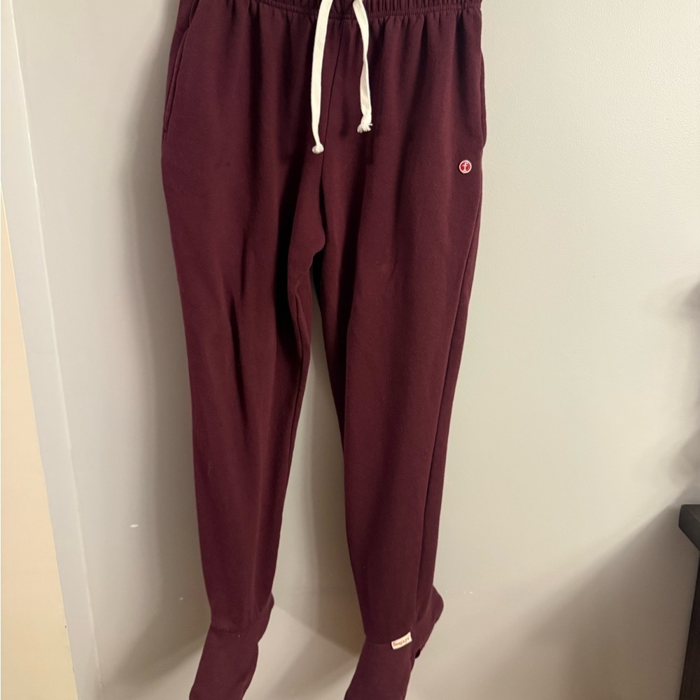 Feejays Footed Sweatpants Joggers Burgundy Maroon Size Medium